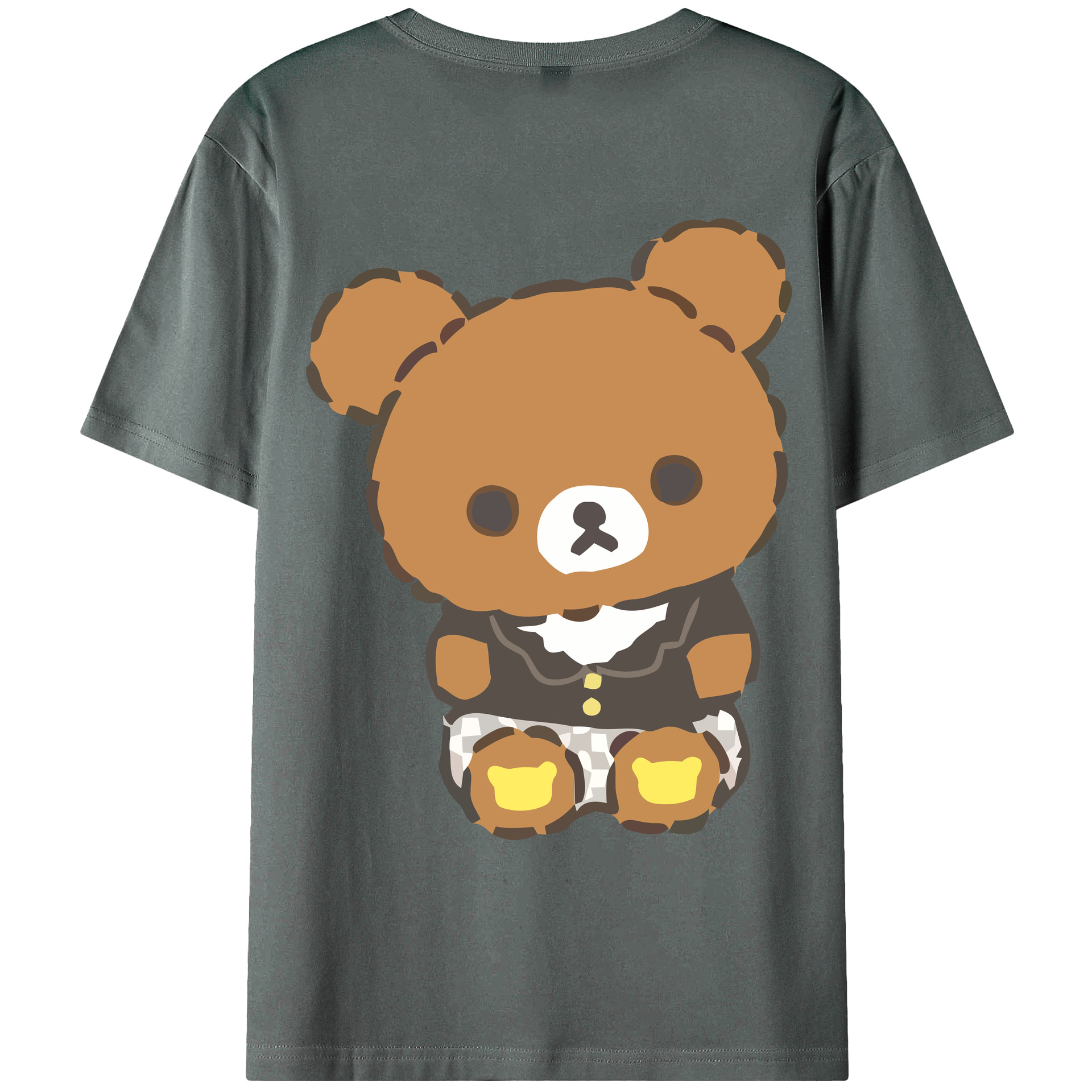 （画像用） リラックマ リラックマ キイロイトリ Rilakkuma Korilakkuma Kiiroitori 綿100％ メンズ半袖Tシャツ（バックプリント） 通気性